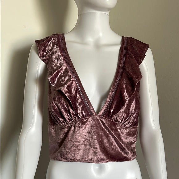 Free People Tops - Free People, Women’s Size Large Lilac Velvet Lillian Lace Up Tank